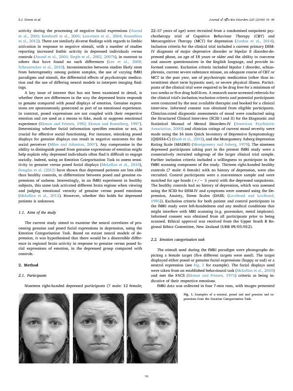 Download Brain activation during processing of genuine facial emotion in depression: Preliminary findings.